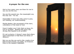 A prayer for the one